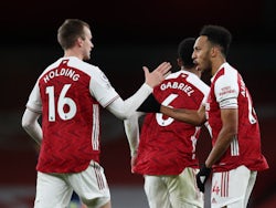 Arsenal's Pierre-Emerick Aubameyang celebrates scoring against Southampton in the Premier League on December 16, 2020