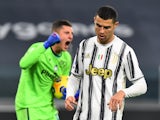 Juventus attacker Cristiano Ronaldo reacts after missing a penalty against Atalanta BC in Serie A on December 16, 2020