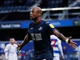 Andre Ayew celebrates scoring for Swansea City against Queens Park Rangers on December 26, 2020