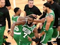Boston Celtics celebrate against the Milwaukee Bucks on December 24, 2020