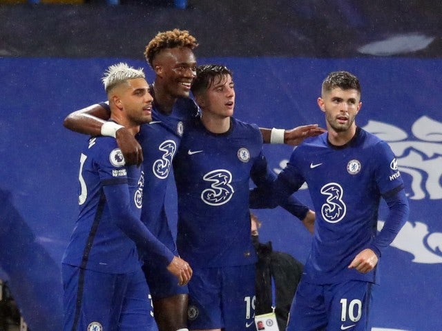 Tammy Abraham celebrates scoring for Chelsea against West Ham United in the Premier League on December 21, 2020