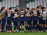 Melbourne Victory players celebrate in December 2020