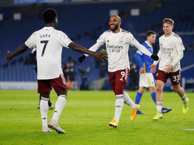 Result: Alexandre Lacazette makes instant impact as Arsenal win at Brighton