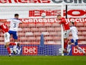 Barnsley's Michal Helik scores against Tranmere Rovers in the FA Cup on January 10, 2021