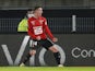 Rennes' Benjamin Bourigeaud celebrates scoring their second goal against Lyon on January 9, 2021
