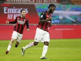 AC Milan's Franck Kessie celebrates scoring their second goal on January 9, 2021