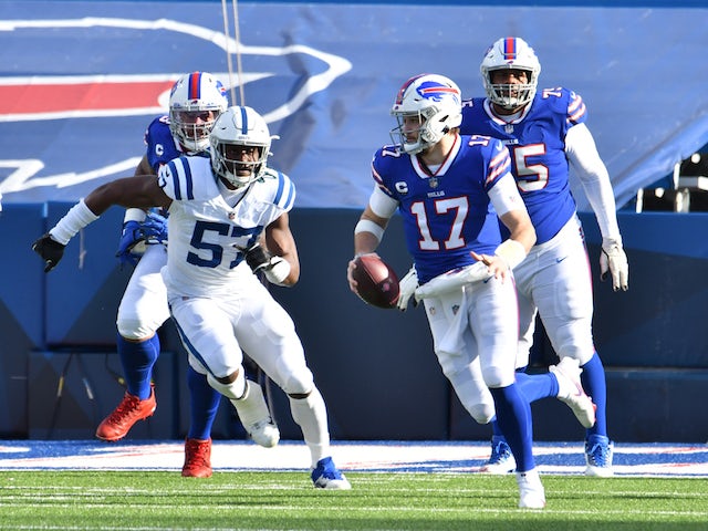 Buffalo Bills quarterback Josh Allen in action against the Indianapolis Colts on January 9, 2021