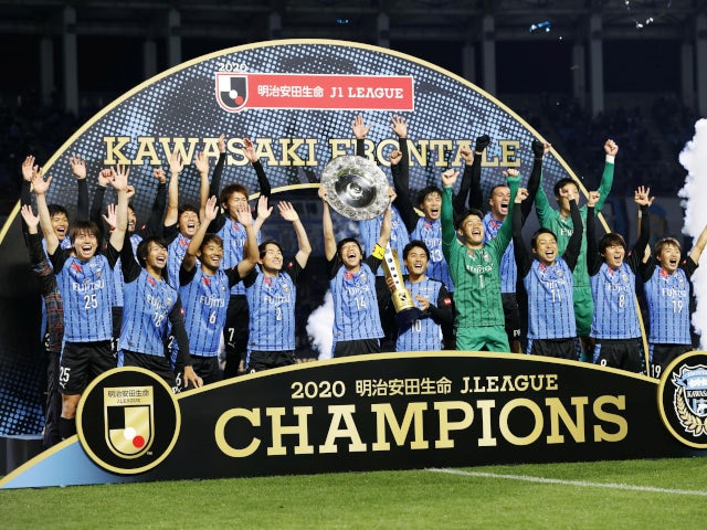 Kawasaki Frontale celebrate winning the 2020 J-League.