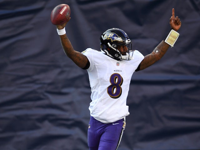 Baltimore Ravens quarterback Lamar Jackson in action against the Tennessee Titans on January 10, 2021