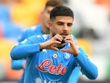 Napoli's Lorenzo Insigne celebrates scoring their first goal on January 10, 2021