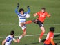 Luton Town's James Bree in action with Reading's Jayden Onen in the FA Cup third round on January 9, 2021
