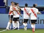 River Plate players celebrate scoring against Boca Juniors on January 3, 2021