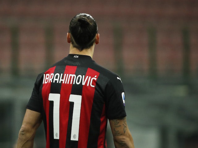 AC Milan striker Zlatan Ibrahimovic pictured on January 9, 2021