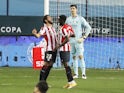 Athletic Bilbao's Raul Garcia celebrates scoring against Real Madrid in the semi-finals of the Spanish Super Cup on January 14, 2021