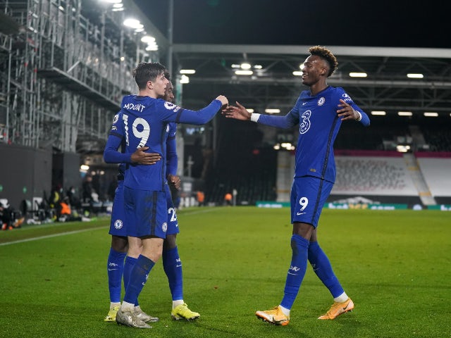 Mason Mount celebrates scoring for Chelsea against Fulham in the Premier League on January 16, 2021