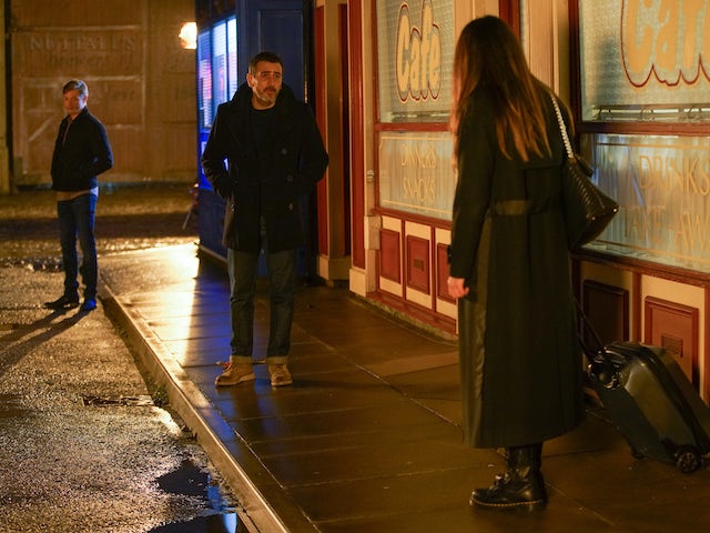 Daniel, Peter and Carla on Coronation Street on January 29, 2021