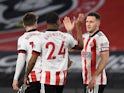 Billy Sharp celebrates scoring for Sheffield United against Newcastle United in the Premier League on January 12, 2021