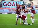 West Ham United players celebrate Michail Antonio's goal against Burnley on January 16, 2021