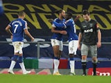 Everton's Dominic Calvert-Lewin celebrates scoring against Sheffield Wednesday in the FA Cup on January 24, 2021