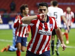 Atletico Madrid's Luis Suarez celebrates scoring against Valencia in La Liga on January 24, 2021