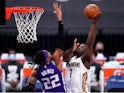 New Orleans Pelicans forward Zion Williamson shoots the ball over Sacramento Kings forward Richaun Holmes on January 18, 2021