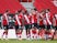 Southampton players celebrate scoring against Arsenal in the FA Cup on January 23, 2021