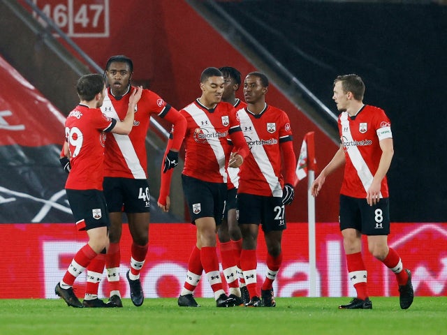 Southampton celebrate scoring against Shrewsbury Town in the FA Cup on January 19, 2021