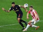 Watford's Troy Deeney in action with Stoke City's Nathan Collins in the Championship on January 22, 2021