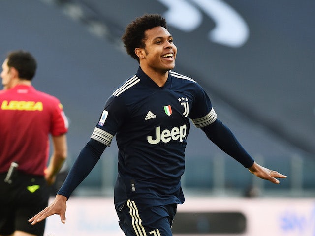 Juventus' Weston McKennie celebrates scoring their second goal on January 24, 2021