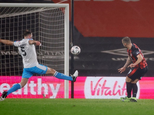 Jack Wilshere scores for Bournemouth against Crawley Town in the FA Cup on January 26, 2021
