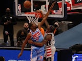 Brooklyn Nets forward Kevin Durant (7) blocks a dunk attempt by Washington Wizards guard Bradley Beal on February 1, 2021