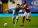 Coventry City's Callum O'Hare in action with Nottingham Forest's Cafu in the Championship on February 2, 2021