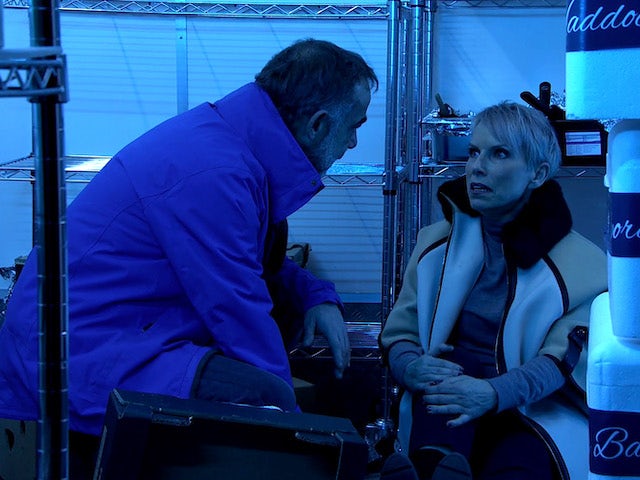 Kevin and Debbie stuck in the freezer on Coronation Street on February 12, 2021