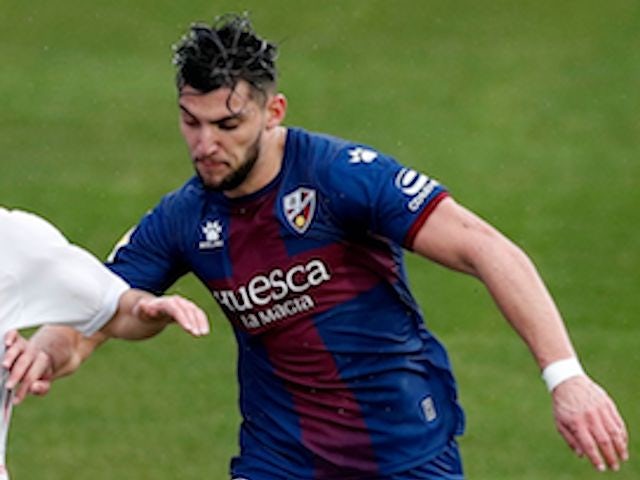 Huesca's Rafa Mir in action against Real Madrid on February 6, 2021