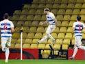 Queens Park Rangers' Charlie Austin celebrates after scoring their first goal on February 1, 2021