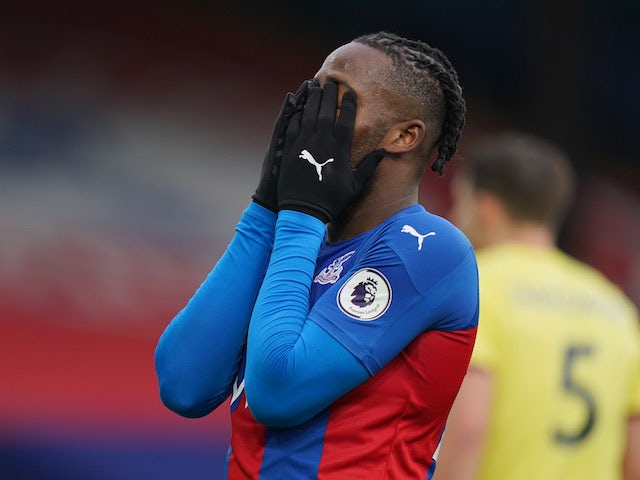 Crystal Palace's Michy Batshuayi reacts after a missed chance on February 13, 2021