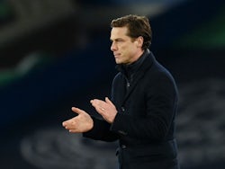 Fulham manager Scott Parker celebrates after the match on February 14, 2021