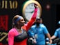 Serena Williams celebrates beating Laura Siegemund at the Australian Open on February 8, 2021