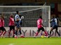 Wycombe Wanderers Uche Ikpeazu scores an own goal against Derby County in the Championship on February 16, 2021