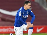 Everton's James Rodriguez takes the knee on February 20, 2021