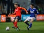 Luton Town's Kiernan Dewbury Hall in action with Cardiff City's Harry Wilson in the Championship on February 16, 2021