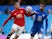 Chelsea's Callum Hudson-Odoi appears to handle the ball while in action with Manchester United's Mason Greenwood in the Premier League on February 28, 2021