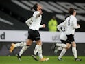 Derby County's Colin Kazim-Richards celebrates scoring their first goal against Nottingham Forest in the Championship on February 26, 2021