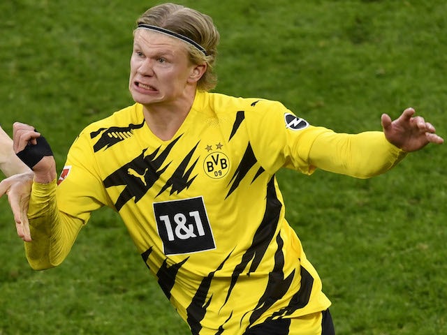 Erling Braut Haaland in action for Borussia Dortmund on February 27, 2021