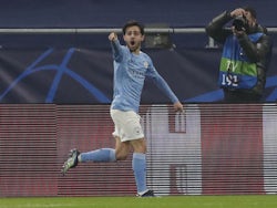Manchester City's Bernardo Silva celebrates scoring against Borussia Monchengladbach in the Champions League on February 24, 2021
