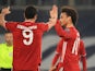 Leroy Sane celebrates scoring for Bayern Munich against Lazio in the Champions League on February 23, 2021