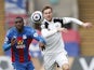 Crystal Palace's Christian Benteke in action with Fulham's Joachim Andersen in the Premier League on February 28, 2021