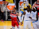 Washington Wizards guard Russell Westbrook moves to the basket against Los Angeles Lakers on February 23, 2021