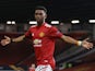 Manchester United's Amad Diallo celebrates scoring against AC Milan in the Europa League on March 11, 2021