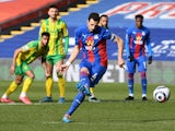Crystal Palace's Luka Milivojevic scores their first goal from the penalty spot on March 13, 2021